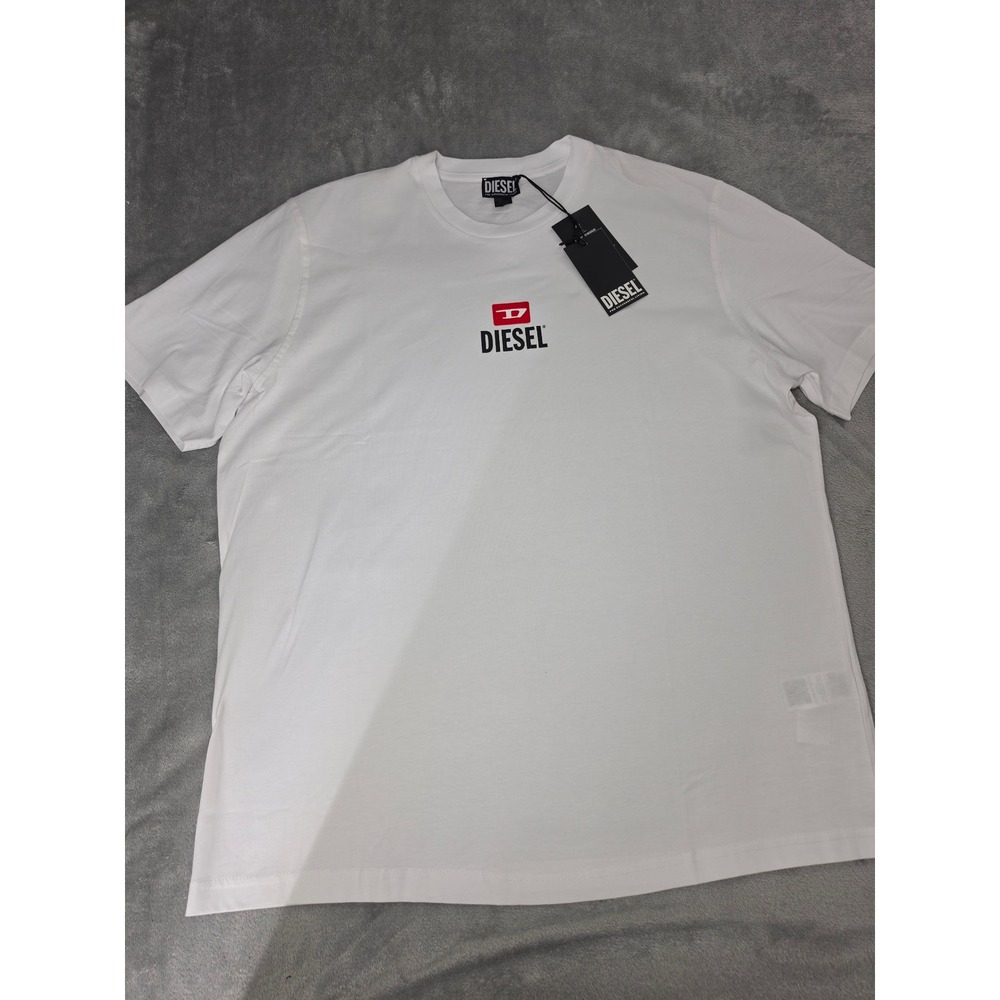 Diesel T-Just-Small-New D Logo White Cotton T-Shirt XL